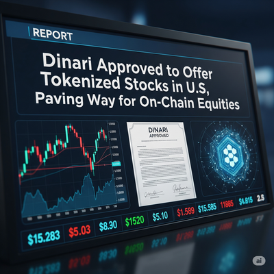 Dinari Secures U.S. Approval to Offer Tokenized Stocks, Marking Major Step for On-Chain Finance