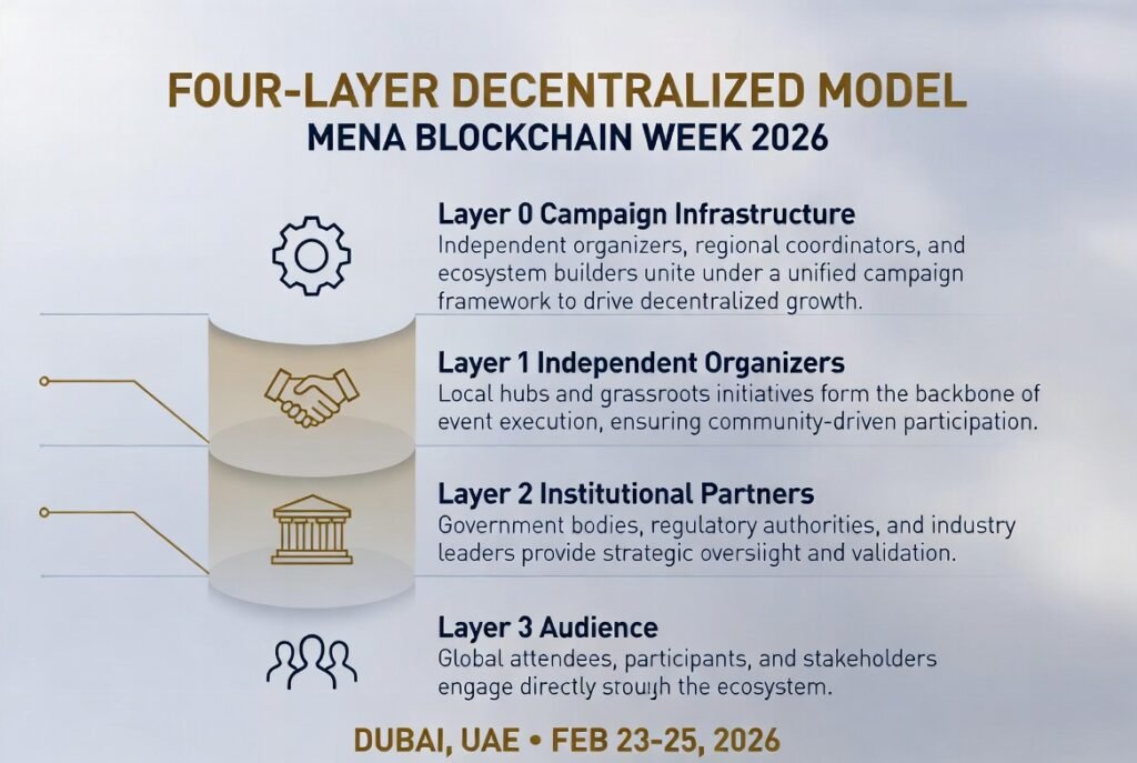 MENA Blockchain Week 2026 four layer model infographic