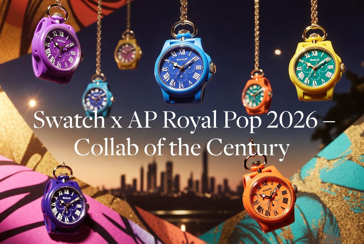 Swatch x AP Royal Pop 2026 luxury fashion magazine banner