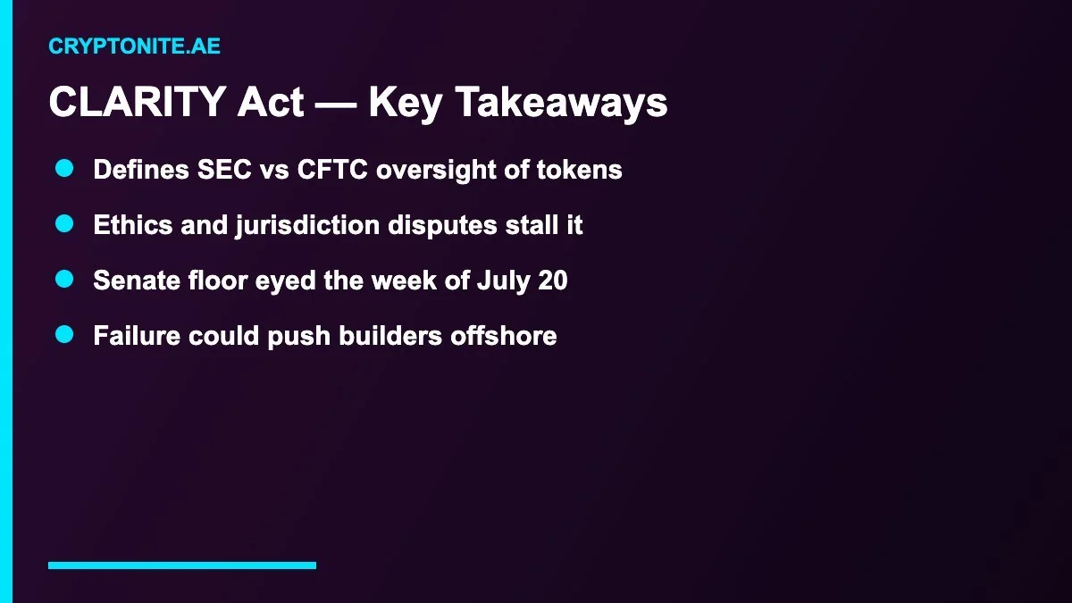 CLARITY Act key takeaways for SEC CFTC oversight and Senate