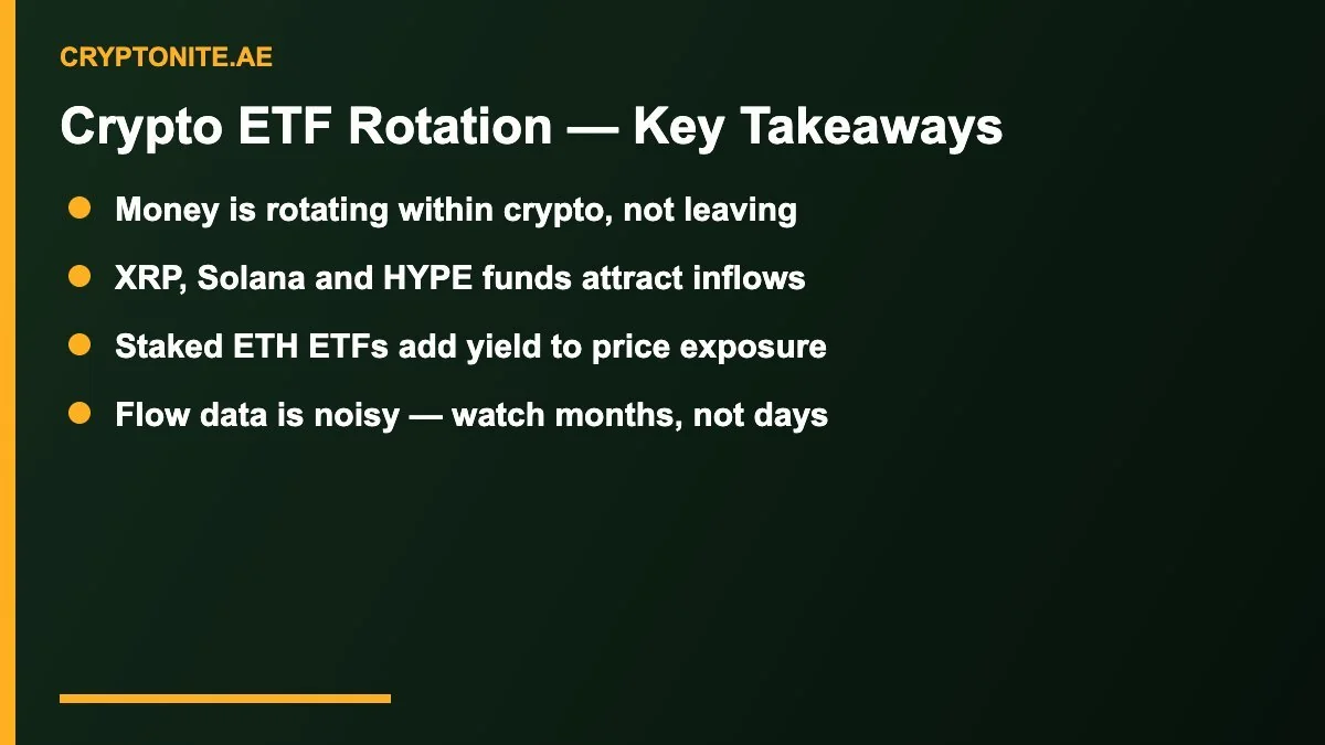 Crypto ETF rotation key takeaways for XRP and staked ETH