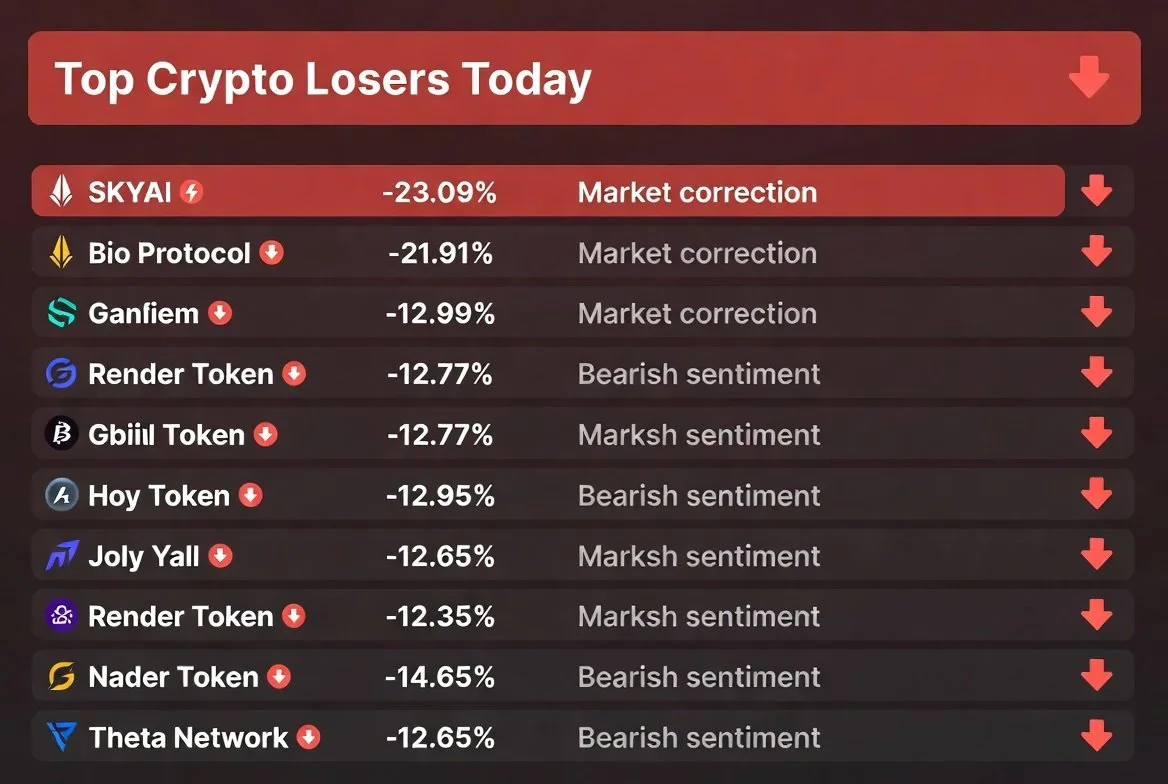 Top Crypto Losers Today May 2026