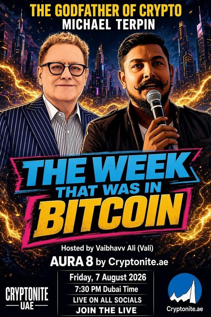Aura8 Ep71 poster: Vaibhavv Ali hosts Michael Terpin on The Week That Was In Bitcoin
