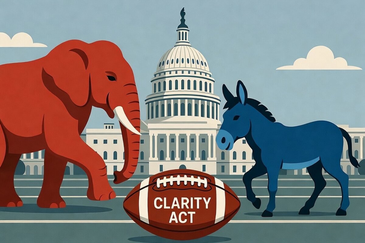 CLARITY Act as a political football between Republicans and Democrats ahead of the 2026 midterms