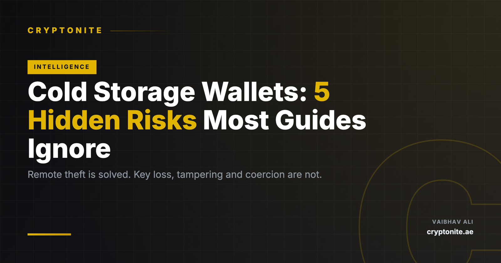 Cold storage wallet risks beyond remote theft: key loss, tampering and coercion — Cryptonite analysis
