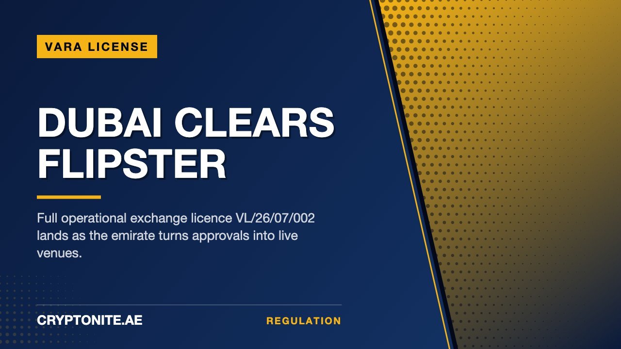 Flipster VARA license approval for a Dubai virtual asset exchange