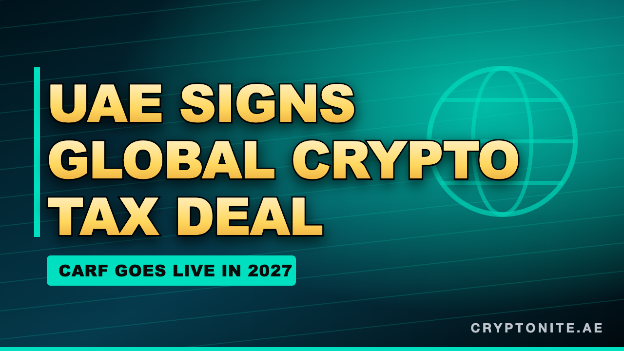 UAE CARF crypto tax reporting graphic ahead of the 2027 go-live date