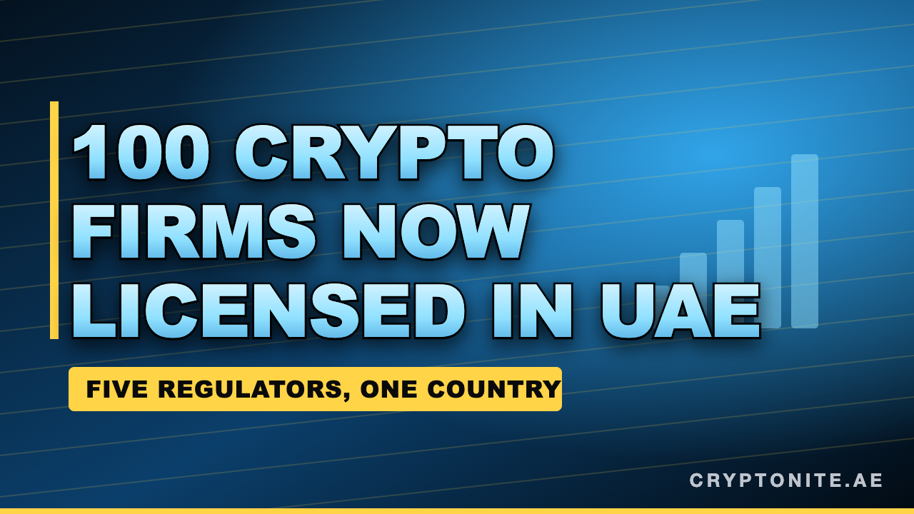 UAE virtual asset licences graphic showing 100 firms across five regulators